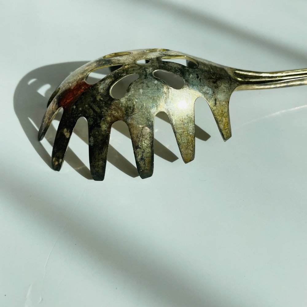 Vintage EPNS England Sheffield King Silverplate Serving Utensils Pasta Spoon - Picture 3 of 7